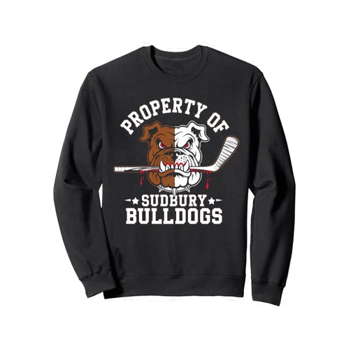 Funny Vintage Bulldog And Hockey Property of Sudbury Bulldog Funny Hockey Dog Lover Funs Sweatshirt