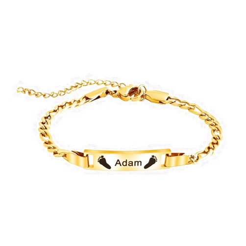 Ruibeila Personalized Baby Bracelet, Adjustable Custom Name/Birth Date/Phone number Stainless Steel ID Bracelets Engravable Gift for Baby Toddler New Mom