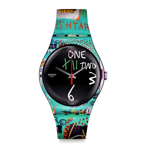 Swatch Ishtar by Jean-Michel Basquiat Quartz Watch, Blue