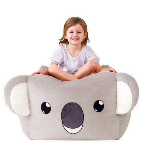 Aubliss Stuffed Animal Storage Bean Bag Chairs for Kids, Velvet Extra Soft Beanbag Chair Cover, X-Large Stuffable Zipper Bean Bag for Organizing Plush Toys Boys Girls, Koala