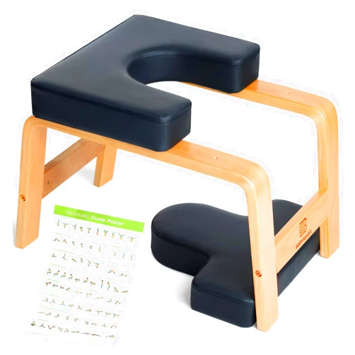 BODYWAKER Yoga Headstand Bench, Stand Yoga Chair for Balance Training, Core Strength Building, Upside Down Chair for Relaxation, Handstand Trainer Inversion Chair for Home Gym (Wood Black)