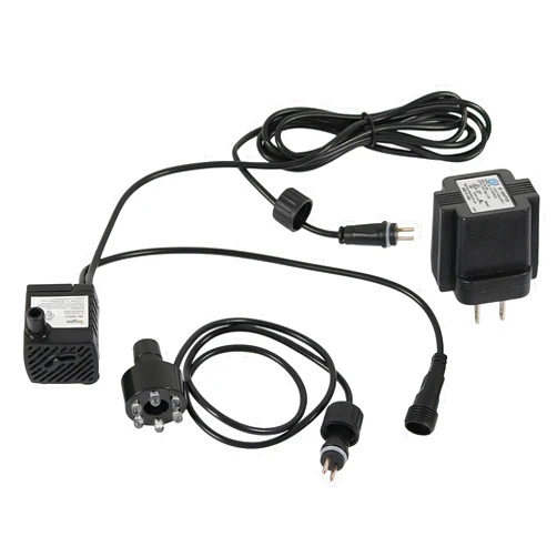 Sunnydaze 40 GPH Pump for Fountains, Aquariums, or Bird Baths - 6-Color LED Light Ring - Transformer - 1.6-Foot Max Lift