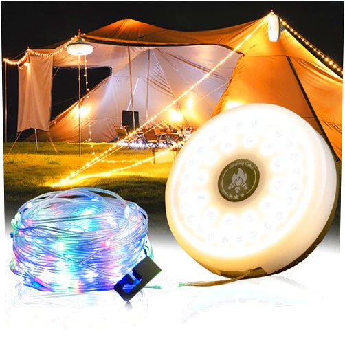 Sutaig Camping String Lights, 4 in 1 Outdoor Camping Lantern with 8 Lighting Modes(32.8Ft), Quick 30s Recovery, Waterproof, Type-C Fast Charging, Portable Camping Lights for Camping/Yard/Hiking