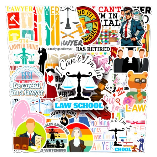 Jictegb 50pcs Lawyer Stickers Attorney Waterproof Vinyl Decals for Water Bottles Laptop Luggage Cup Mobile Phone Computer Skateboard Refrigerator Wardrobe Guitar Car Motorcycle Bike Décor (Lawyer)