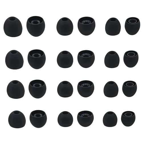 ALXCD Ear Tips for in-Ear Headphones, S/M/L Sizes 12 Pairs Soft Silicone Earbuds Tips Eartips with 3.8mm Connector Hole, Fit Most in-Ear Earbuds(Inner Hole 3.8mm -4.8mm) 12 Pairs, Black, S/M/L