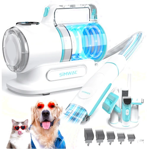 SIMWAL Dog Grooming Kit Vacuum, 6 in 1 Pet Grooming Vacuum, 11KPA Dog Clippers for grooming, Dog Vacuum for Shedding Grooming, Suction 99% Dog Hair, Low Noise Pet Vacuum Grooming Kit for Dog Cat
