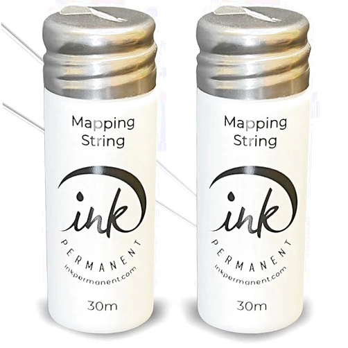 Ink Permanent White Brow Mapping String [2 X 100 Ft Bottles - 60 m] Pre-Inked Mapping String for Permanent Makeup and Microblading Supplies | Brow Mapping Kit | Mapping String for Brow Mapping