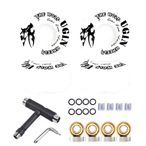 LONTOHCE Skateboard Wheels 52mm 95A with Tool Set, Skateboard Bearings,Skateboard Tools Washers, Freestyle Skateboard Wheel Tips Street Skateboard