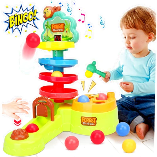 HCFJEH 3-in-1 Toddler Montessori Toys for 1 Year Old, Hammer Pound Balls Toys & Shoot Balls with Scoring Game & Ball Drop Toys, Learning Early Developmental Toys for Kids Girls Boys Birthday Gift Ages 1 2 3