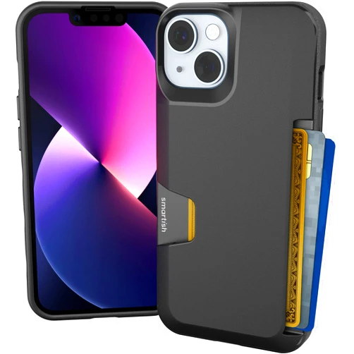 Smartish® iPhone 14 Wallet Case - Wallet Slayer Vol. 1 [Slim + Protective] Credit Card Holder - Drop Tested Hidden Card Slot Cover Compatible with Apple iPhone 14 - Black Tie Affair
