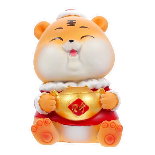 NUOBESTY 1pc Tiger Lucky Ornaments Statue Figurines for Miniature Figure Coins for Chinese Collectible Figurines Toys for Tigger Figure Wild Interior Resin Cute