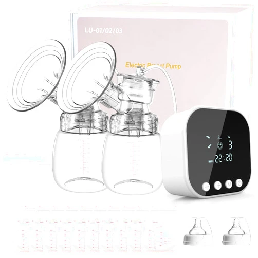 BAEMEE Double Electric Breast Pump, Breast Pumps with 4 Modes& 9 Levels, 2500 mAh Battery, Pain Free, Ultra-Quiet, Breastfeeding Pump Includes 10 Breastmilk Storage Bags, White