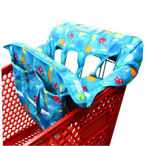 Love&go Twin Double Shopping Cart Cover for Baby Siblings with Carrying Case. Fit Wholesale Warehouse Grocery Stores Like Costco SAMS Club (Blue Sea World)