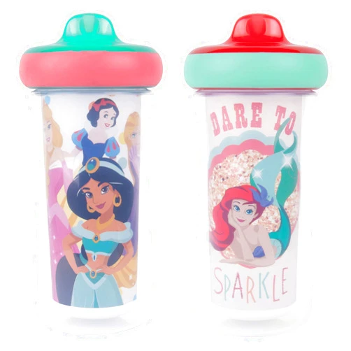 The First Years Disney Princess Kids Insulated Sippy Cups - Dishwasher Safe Spill Proof Toddler Cups - Ages 12 Months and Up - 9 Ounces - 2 Count