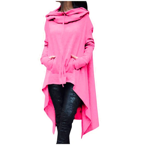 Tintwwg Hoodies with Designs Womens Pullover Hoodies Asymmetric Hem Tops Coat Long Sweater Dress Gothic Cloak Costumes