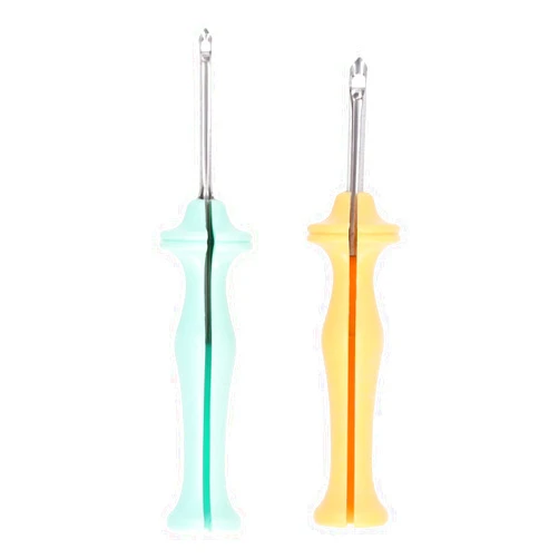Cyrank 2 Pcs Wooden Handle Embroidery Punch Needle Set,Embroidery Needle Pen and Threaders Sewing Embroidery Punch Needle Weaving Tools for DIY Craft Stitching Applique Embellishment