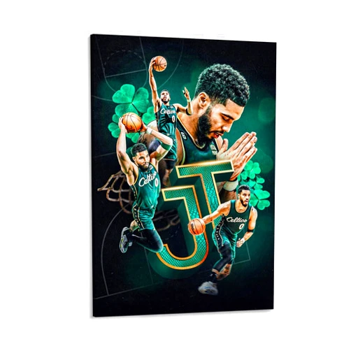 zackal Jayson Tatum Poster Basketball Poster Canvas Art Painting Suitable for Bedroom Living Room Kitchen College Dormitory Wall Decoration (12x18 inch-Unframed,B)
