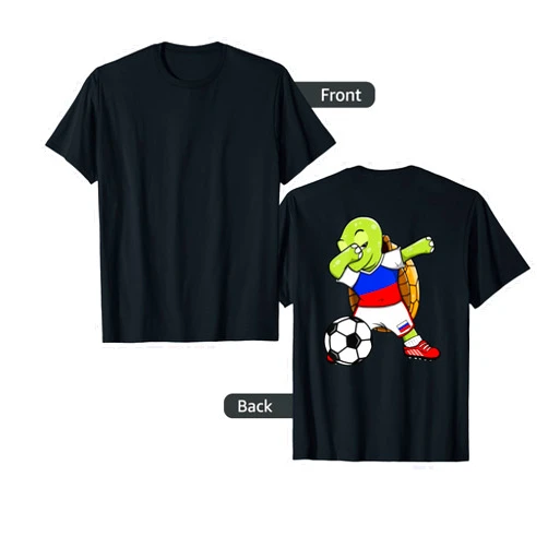 Teeisle Russia Soccer Dabbing Turtle Russia Soccer Fans Jersey Russian Football T-Shirt
