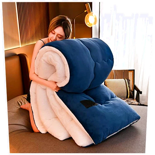 BDMFJY Super Warm Lamb Quilt Winter Blanket 2.5-5 Kg Double-Sided Velvet Quilt Thickened Warm Autumn Spring Plush Comforter Core,Blue,150x200cm(2.5kg)