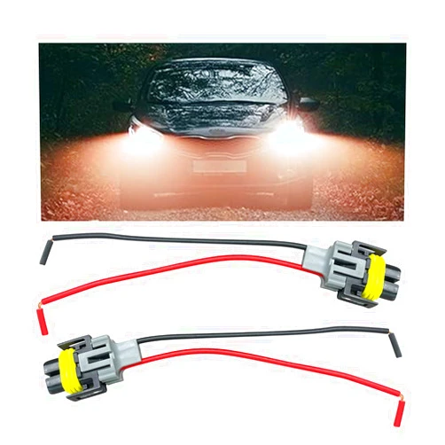 GLSOWEE Fog Light Harness Connector with Wire, Automotive Accessories Replacement, H8/ H9/ H11 Fog Light Harness Connector for Fog Light High Low Beam Bulb, Waterproof Pigtail Adapter Plug (2 PCS)