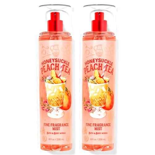 Bath & Body Works Bath and Body Works Honeysuckle Peach Tea Fine Fragrance Mists Pack Of 2 8 oz. Bottles (Honeysuckle Peach Tea)