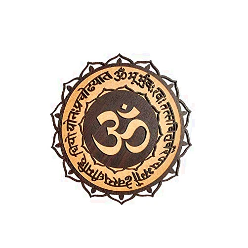 300Sparkles OM Yantra/GAYATRI Mantra Diya Shakti VASTU DOSHA NIVANRAN Wooden Home Wall Hanging/Main Door, Office, Temple, Meditation Room, Festive Decoration, 4 Layer (11 x 11 INCH) Brown