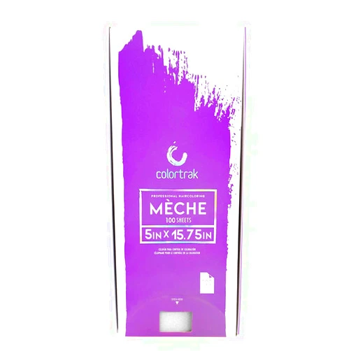 Colortrak Professional Reusable Hair Coloring Meche Sheets, Improves Color Saturation, Ideal for Bold Fantasy Hair Color, Transparent Sheets Can Be Reused, Pre-Cut, 5 x 16 Inches, 100 Sheets Per Pack