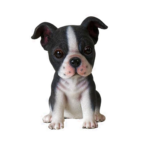 Pacific Giftware Boston Terrier Puppy Statue, Black and White Realistic Resin Dog Figurine, Hand-Painted Pet Sculpture, Cute Small Dog Collectible, Home and Garden Decor 5.75