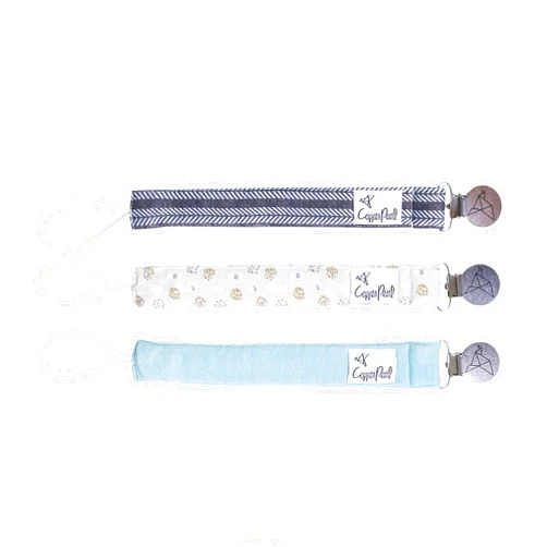 Copper Pearl Pacifier Clip 3-Pack: Premium Knit Binky Clips for Baby Girls and Boys - Stylish Stainless Steel Pacifier Holder Clip - Baby Pacifier Clips for No More Floor Drops - Chip
