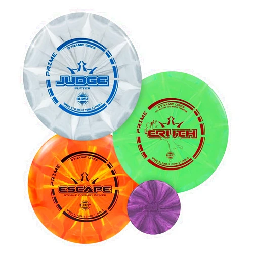 D·D DYNAMIC DISCS Dynamic Discs Prime Burst 3-Disc Golf Set | Includes Putter, Midrange, Driver, Mini Marker | 170-176g | Starter Disc Golf Accessories for Men | Great Frisbee Beginner Kit for New Players & Amateurs