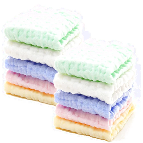 MUKIN Baby Washcloths - Natural Cotton Baby Wipes - Soft Newborn Baby Face Towel for Sensitive Skin- Baby Registry as Shower, 10 Pack 12x12 inches (Multicolored)