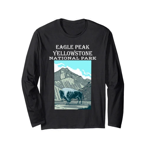 Eagle Peak Yellowstone National Park Artwear Eagle Peak Yellowstone National Park Wyoming Hiking Outdoors Long Sleeve T-Shirt