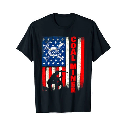 Coal Miner Shirts Coal Miner - Patriotic USA Flag Pitman Underground Mining T-Shirt