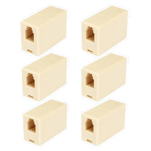 OLIREXD 6PCS RJ9 4P4C Coupler Connector Extender, Beige Ethernet Cable Extender Female to Female Straight Telephone Cable Cord Extension Adapter Jack