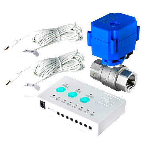 iSpring LS43 Water Leak Detector Alarm System, Automatic Shut-Off Valve and 2 Detection Sensors, Connects Up to 8 Sensor to Prevent Flooding, 3/4