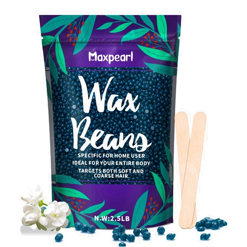 Maxpearl Wax Beads for Hair Removal, 2.5lb Hard Wax Beans Refill Bag for Brazilian Bikini, Face, Eyebrows, Underarms, Arms, Chest, Back, Legs, Coarse Body Hair Specific