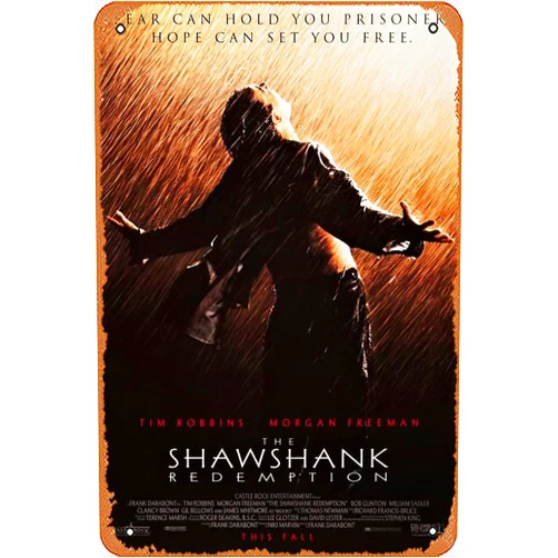 PIMPANT Shawshank Redemption Movie Poster 2 8 x 12 Inches - Retro Vintage Metal Tin Sign for Home Bar Pub Garage Decor Movie Gifts