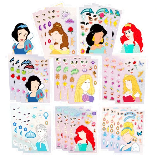 MAXSNOW 24 Sheets Make Your Own Princess Stickers, Girls Make a Princess, Princess Make a Face Stickers, Classroom Rewards, Anime Themed Art Craft Party Supplies/Princess