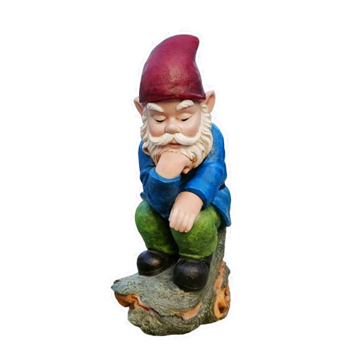 Hi-Line Gift Ltd. Blue Muse: Pensive Polyresin Thinking Gnome Figurine
