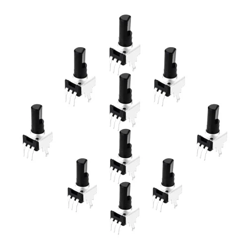 Fielect 10pcs Carbon Film Potentiometer 100K Ohm Variable Resistors Single Turn Rotary Half Shaft D Type Design 12mm Shaft 3Pins Potentiometer