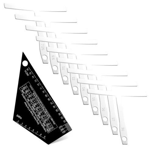 Sliverdew Guitar String Action Gauge Ruler Fret Rocker Tool with 9 Understring Guitar Radius Gauge for High Precision Sliding Pentatonic Scale Fret Rocker with Metric & Conversion Charts, 1 mm Thickness