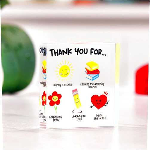 VELENTI Gifts for Teachers - Unique Teacher Gifts from Students - Cute Acrylic Teacher Gift Block - Thank You Gifts for Teachers - Elegant Teacher Christmas Gifts, Teacher Thank You Gift