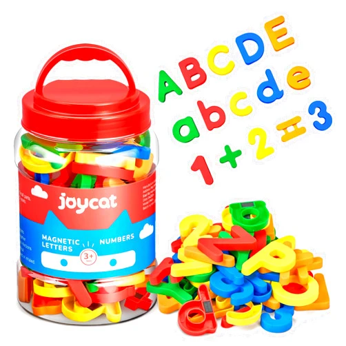 JoyCat 78 Pieces Magnetic Letters Numbers Alphabet Fridge Magnets ABC 123 Preschool Educational Learning Plastic Colorful Toy Set Uppercase Lowercase Math Symbols for Toddlers Kids