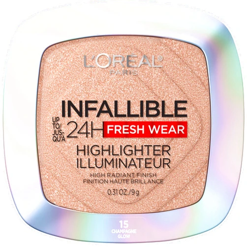 L'Oreal Paris Infallible Up to 24HR Highlighter, Longwear Powder Highlighter For All Day Glow, Champagne Glow, 0.31 Oz
