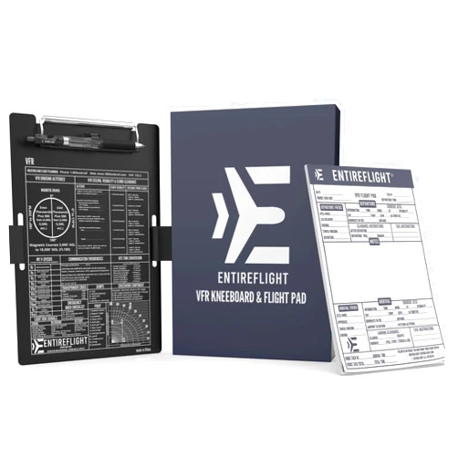 EntireFlight Aviation Pilot Kneeboard-VFR Black with Notepad-Premium Pilot Accessories for Flight Bags for Pilots-Airplane Grade Aluminum-Elastic Knee Board Strap & Pen-Box Included for Pilots Gifts.