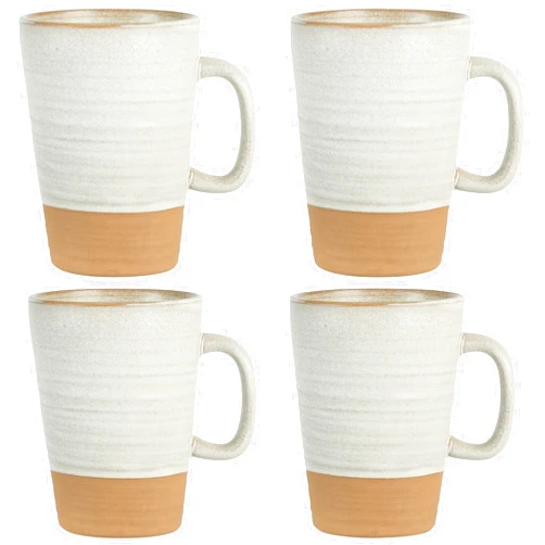 Gibson Elite 4 Pack Dreamweaver Terracotta Reactive 17 OZ Mug Set - Sand Cream