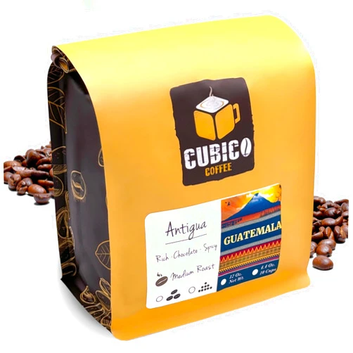 Cubico Coffee Guatemalan Coffee, Whole Bean Coffee, Premium Guatemala Antigua Single Origin Fresh Roasted Coffee Beans | Cubico Coffee | 12 Ounce Bag