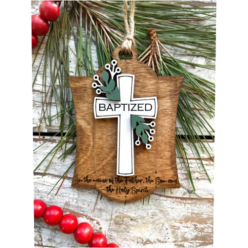 From the Pines Supply Co Baptism Christmas Tree Ornament | Infant Christening Gift | Confirmation Keepsake for Girl or Boy | Baby Baptism Ornament | Dedication Gift