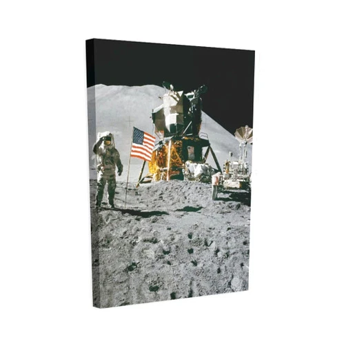 SDMFUNS International Space Station Moon Landing Apollo 15 Canvas Poster Wall Art Decor Print Picture Paintings for Living Room Bedroom Decoration 20x30inchs(50x75cm)
