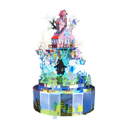 Microworld 3D Metal Puzzle, Forest Rhapsody Rotation Music Box with LED Lights, 3D Puzzles for Adult Metal Model Building Kit, DIY Brain Teaser Creative Art Craft Gift Toy for Kids